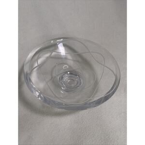 Nambe Crystal Morph Gray Cut Swirl Ribbon Bowl 6" Round Handcrafted in Slovenia